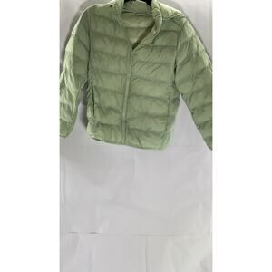 UNIQLO Kid's Light Green Puffer Hooded Warm Padded Zip-Up Jacket SZ 11-12